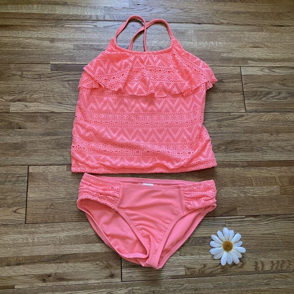 Cat & Jack Peach Lace 2 Piece Swimsuit‎ Size 7/8